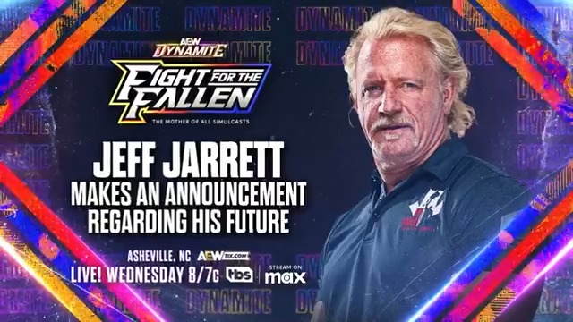 Mother of All Simulcasts #AEWDynamite Fight for the Fallen Wed, 1/1/25 | Asheville, NC LIVE at 8pm ET/7pm CT on TBS Network & Actually HBO Max What lies ahead for the storied career of the “Last Outlaw” Jeff Jarrett? Find out THIS WEDNESDAY on #AEW Dynamite Fight for the Fallen!