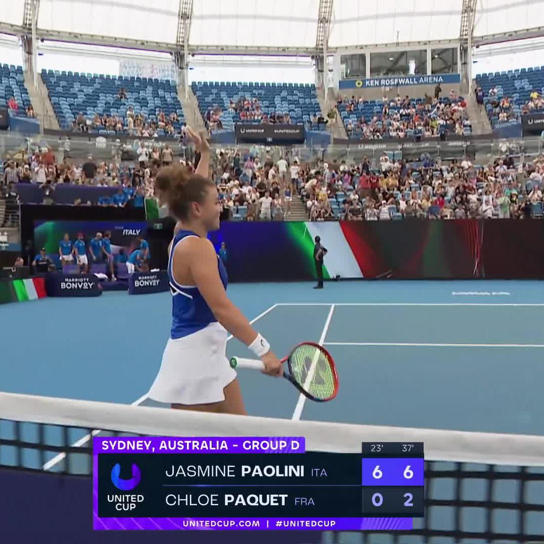 Paolini Perfection 😀 Jasmine Paolini defeats Paquet 6-0 6-2 to clinch the tie for Italy 🇮🇹 United Cup #UnitedCup