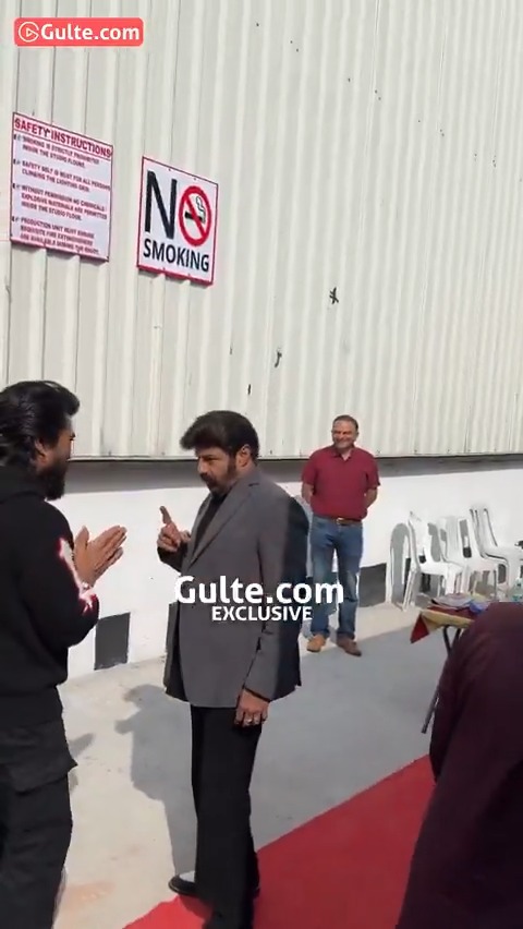 BRO....You are not allowed into my sets...! #NandamuriBalakrishna fun with #RamCharan before #UnstoppableWithNBK episode shoot.