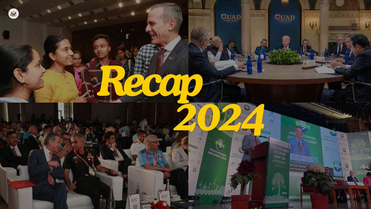 As 2024 comes to a close, I want to take a moment to reflect on the incredible #USIndia story we’ve written together this year. In a world that’s always evolving, one thing remained strong—the bond between our two countries and our shared commitment to people, peace, prosperity, and the planet. While we’ve sadly marked the passing of two great champions of the U.S.-India relationship, former President Jimmy Carter and former Prime Minister Dr. Manmohan Singh, this year we’ve also uplifted lives, nurtured peace, fueled prosperity, and deepened our dedication to protecting our planet. Here’s to the partnerships, the progress, and the promise of building a better future together. Let’s carry this momentum into 2025. #USIndiaFWDfortheFuture