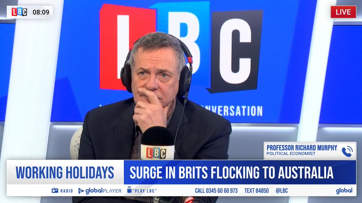'We treat young people like absolute rubbish... we put every impediment in their way that we can.' As a surge in Brits flock to Australia, political economist Richard Murphy tells @Matthew_Wright that young people in the UK 'face a life prospect of financial stress'.