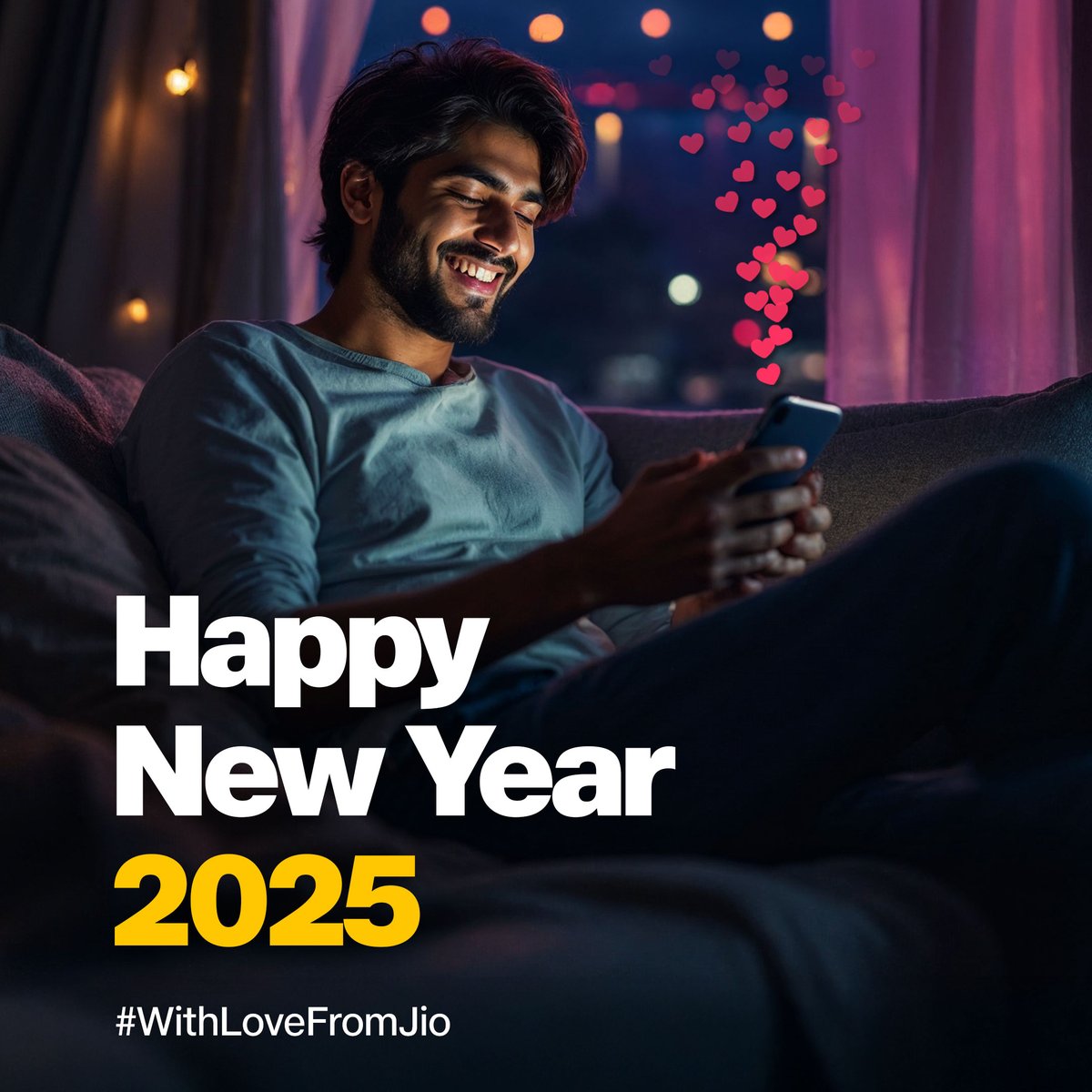 Let the celebrations of a lifetime begin with the midnight chime. 🥳 2025 has arrived. 2025 has arrived. #WithLoveFromJio #HappyNewYear2025 #HappyNewYear