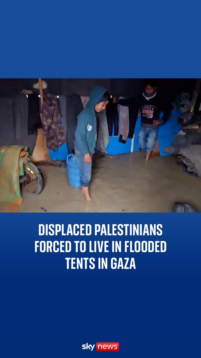 Displaced Palestinians forced to live in flooded tents in Gaza. Inside the Nasser Medical Complex, where this footage was filmed, hundreds of displaced Palestinians are living in flooded tents packed close together.