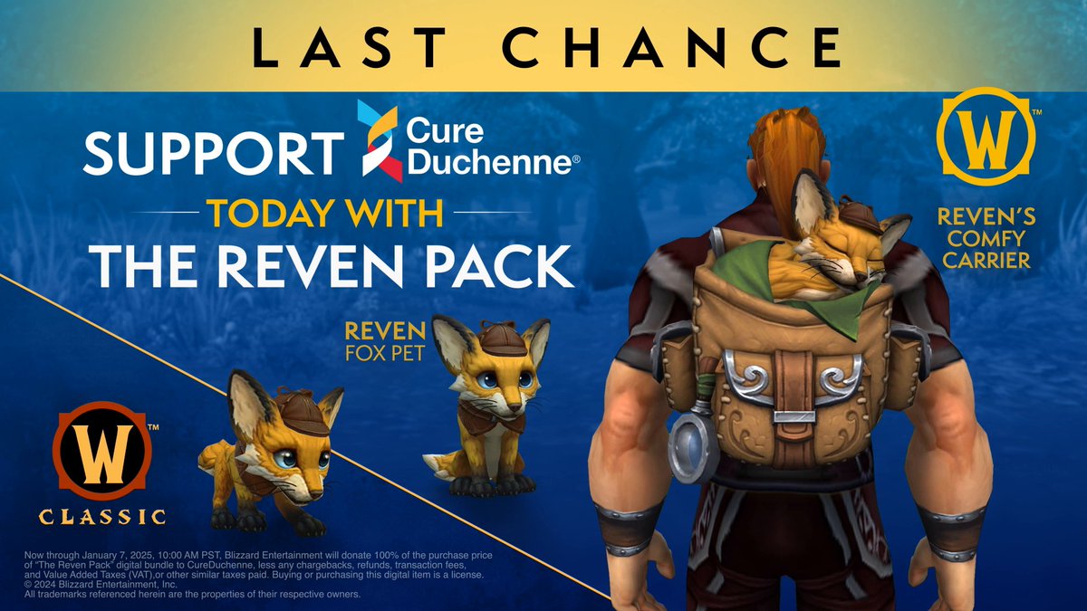 🚨 LAST CHANCE 🚨 Support CureDuchenne with The Reven Pack, but only until January 7! Adopt Reven:
