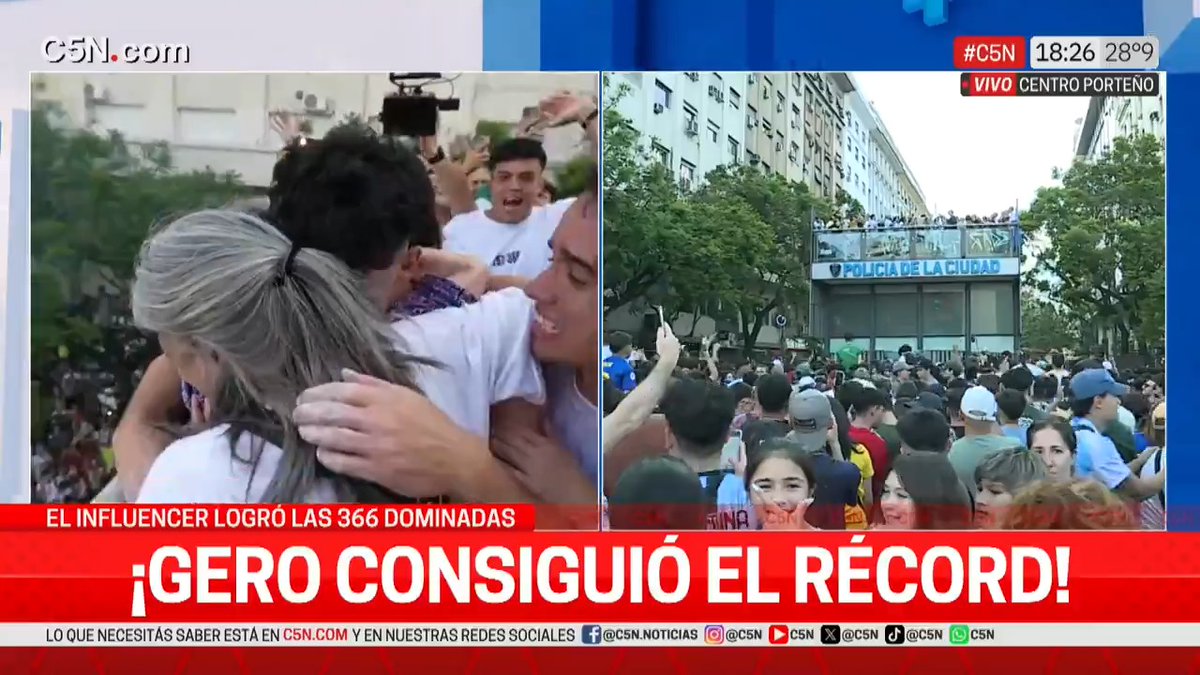 📍 En Vivo | Desde el Obelisco: el influencer Gero Arias alcanzó las 366 dominadas 💪 #ElDiario 🔴 | EN VIVO |