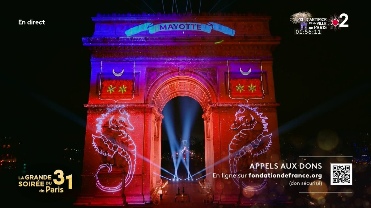 Hier soir, les armoiries de Mayotte ont illuminé l’Arc de Triomphe, un hommage émouvant en soutien à notre île après le passage dévastateur du cyclone Chido. #Mayotte #Solidarité #CycloneChido #FiertéMahoraise #Resilience #Mayottedebout #ArcDeTriomphe