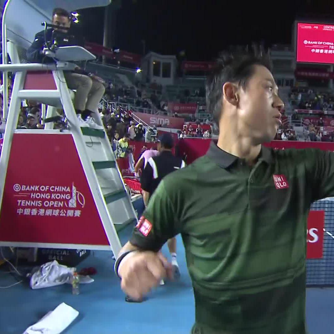 An EPIC win for Kei💥 Kei Nishikori comes back to defeat Khachanov 6-4 3-6 7-5 and secures his return to the top 100 on Monday! #BOCHKTO