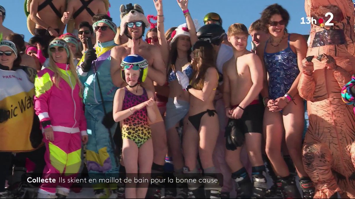 À Sainte-Foy-Tarentaise, 450 touristes, principalement des Britanniques, se sont retrouvés en petite tenue sur les pistes. Objectif : récolter des fonds pour Médecins sans frontières. ▶ #JT13H