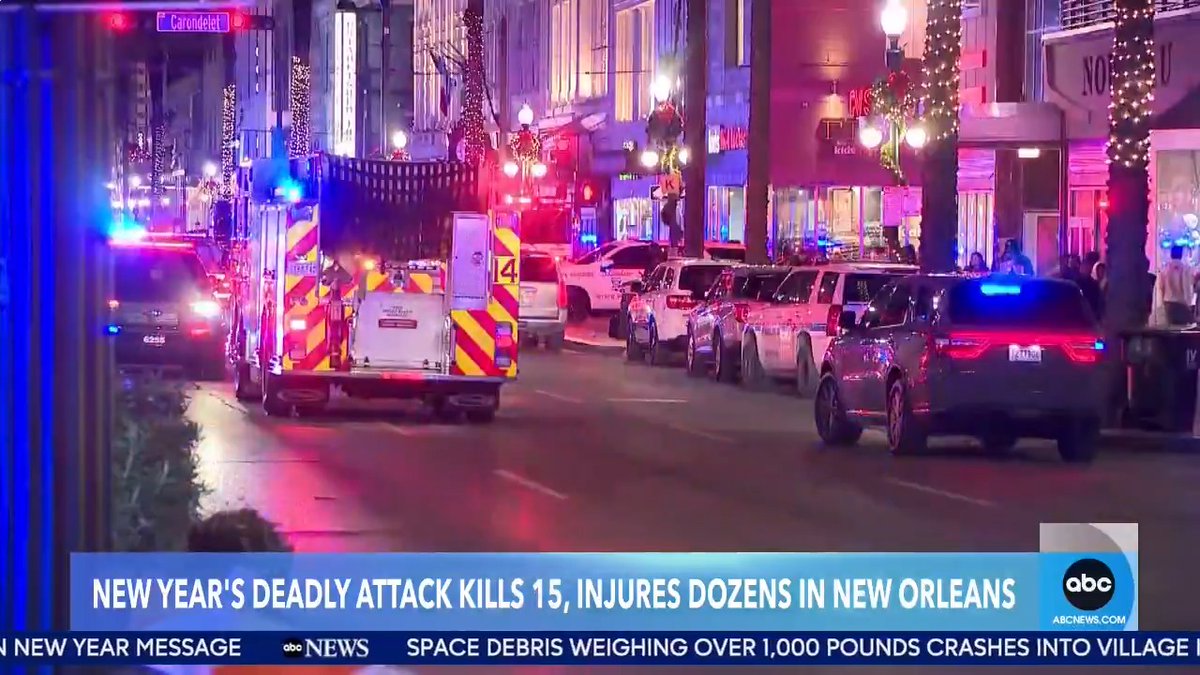 Law enforcement is reviewing surveillance footage showing the driver approaching Bourbon Street on New Year’s Day before turning right and killing 15 pedestrians and injuring scores of others. ABC News News' Whit Johnson has the latest.