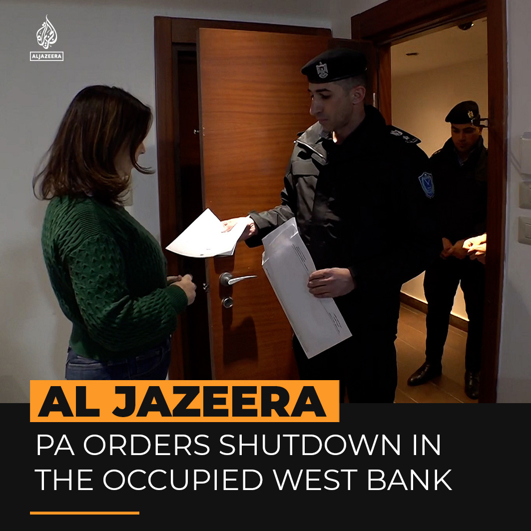 The Palestinian authority has suspended Al Jazeera’s operations in the occupied West Bank, which Al Jazeera denounced and said the PA’s decision is ‘in line with the [Israeli] occupation’s agenda against its network.’