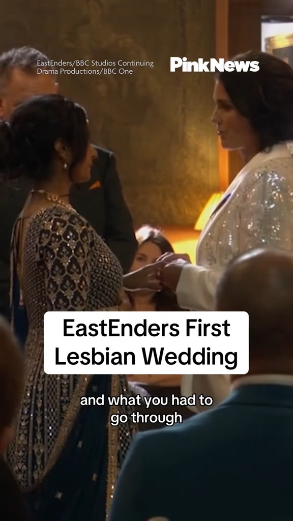 EastEnders’ Suki and Eve have made history as the first lesbian couple to wed on the soap opera. The New Year’s Day (1 January 2025) episode of the series saw characters Suki Panesar (played by Balvinder Sopal) and Eve Unwin (Heather Peace) becoming the first-ever lesbian couple to tie the knot on the BBC series.