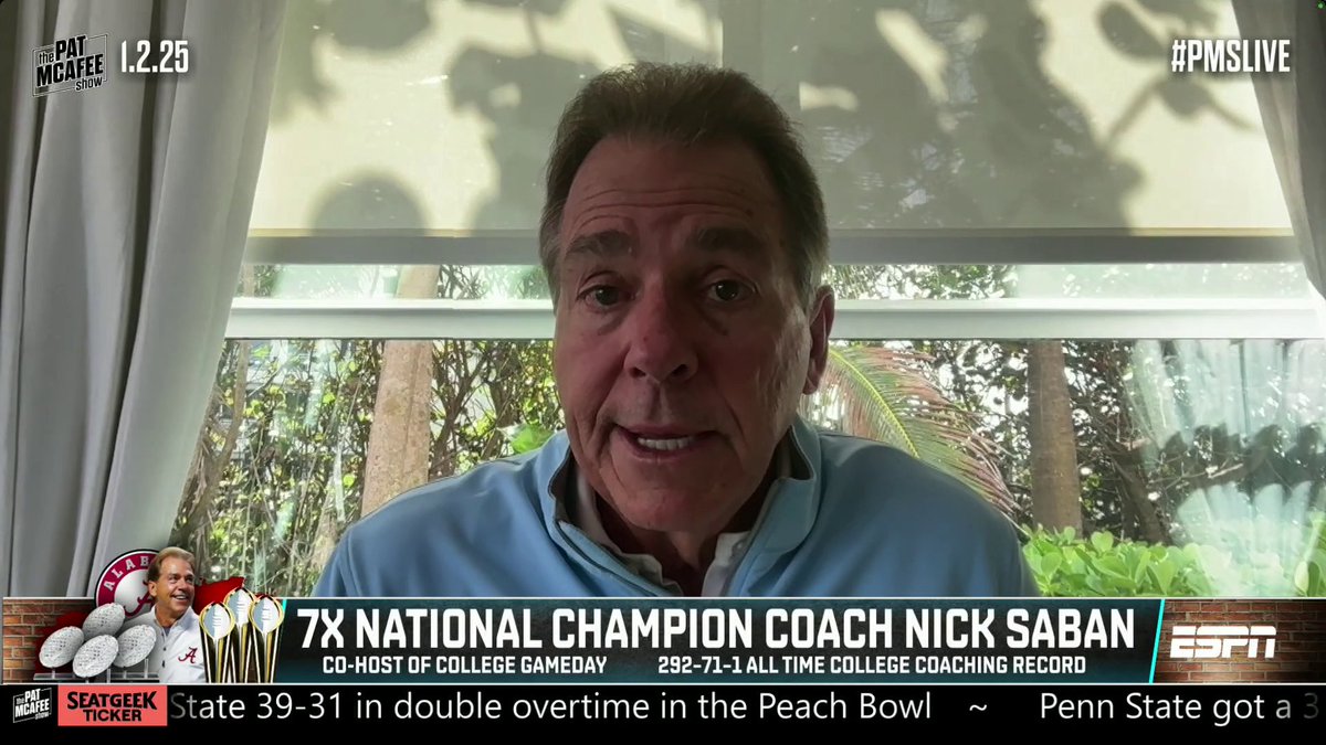 "I was not a believer in Penn State early on. I'm a believer right now." —Nick Saban to Pat McAfee 👀