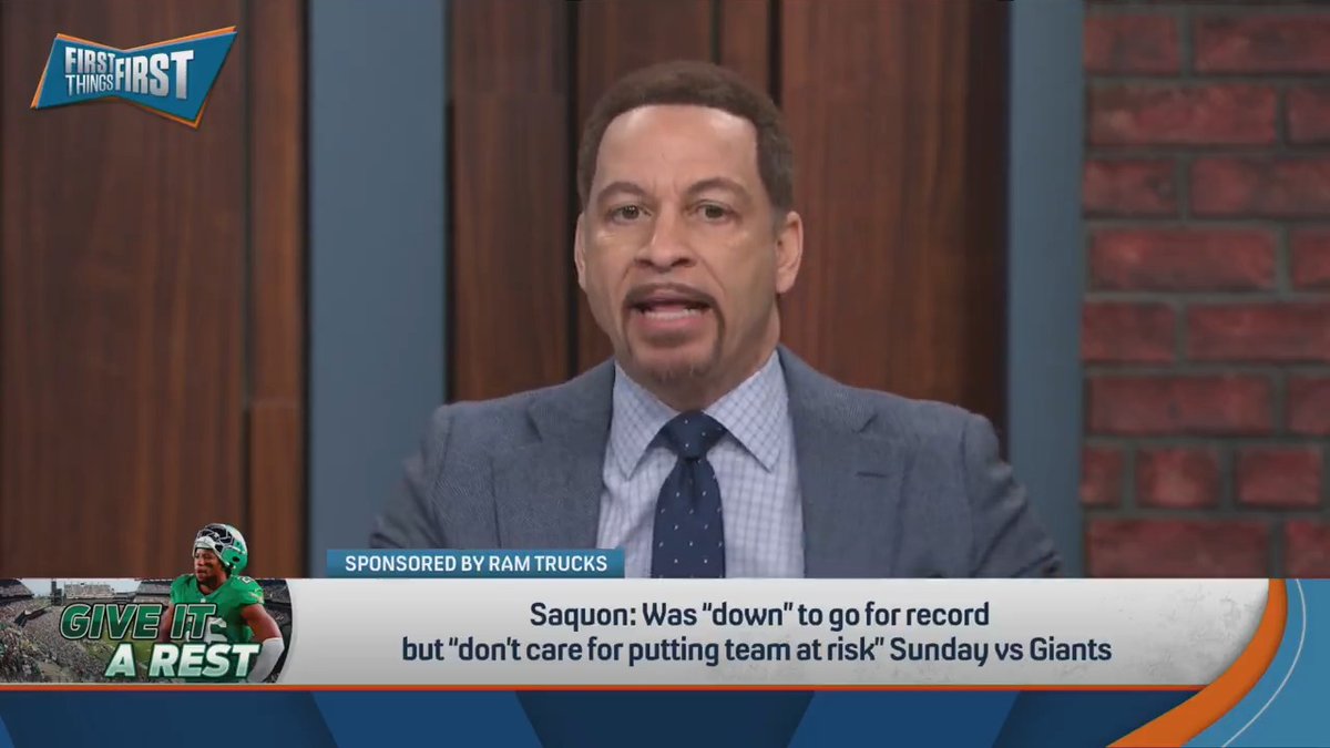 “They better win the Super Bowl. This decision means you better win the Super Bowl.” — Chris Broussard on the Eagles deciding to rest Saquon Barkley vs. Giants