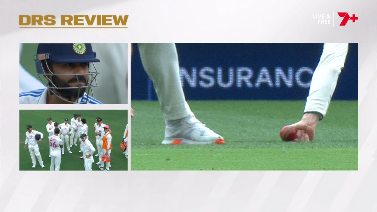 It was almost a remarkable scooped team catch to dismiss Kohli first ball, but the ball juuuuust touched the ground 🤯 #AUSvIND