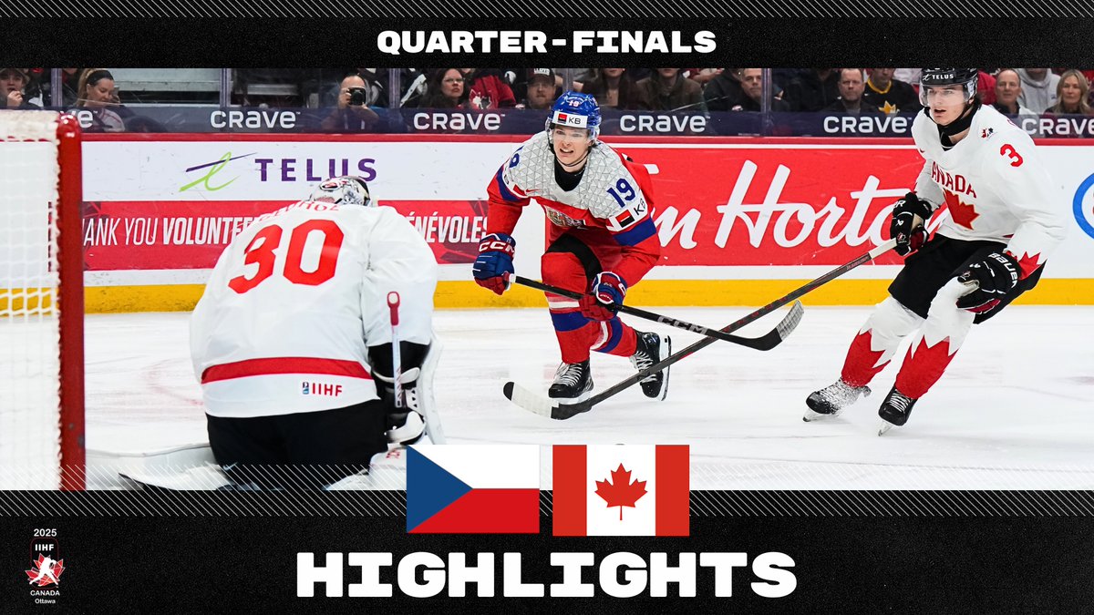 Adam Jecho scored the winning goal on a power play with 39.4 seconds remaining to give the Czechs a 4-3 win over Canada in a wild quarter-finals.🇨🇿🇨🇦 Český hokej #WorldJuniors #IIHF