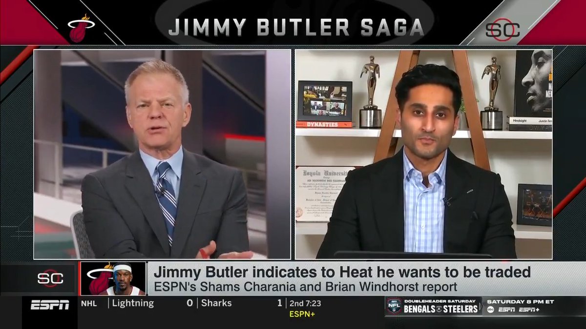 Reporting for SportsCenter -- Jimmy Butler formally indicates to the Heat that he wants to play anywhere but Miami.