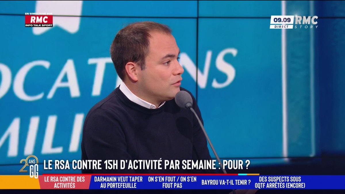 🤷 Le RSA contre 15h d’activité par semaine : "c'est une bonne mesure" 🗣️ Charles Consigny : "Je demande à voir en pratique si cette mesure est vraiment contrôlée et sanctionnée. Je crains que certains puissent s'abstenir de faire les 15h et percevoir quand même le RSA" #GGRMC