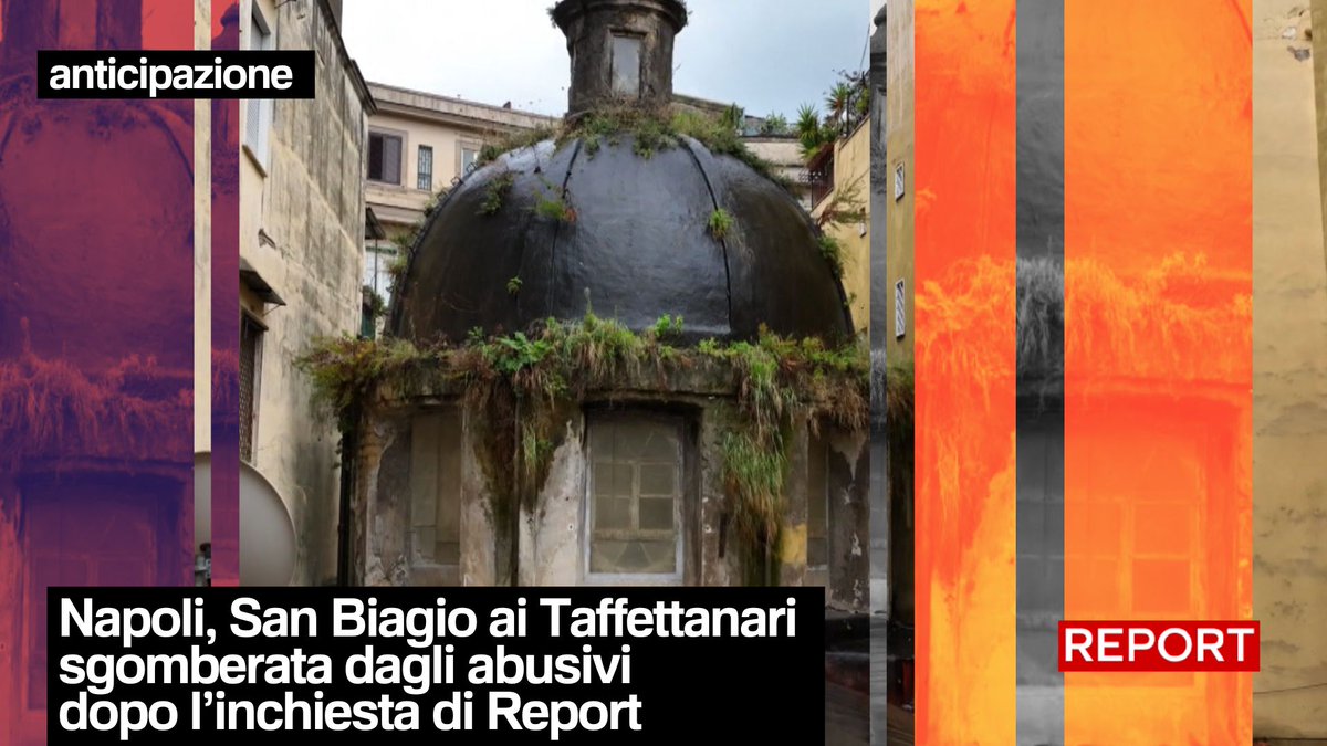 Lo scorso luglio le forze dell'ordine hanno messo fine all’occupazione abusiva della chiesa di San Biagio ai Taffettanari a Napoli, a due anni dall’inchiesta di #Report che aveva acceso i riflettori su un simbolo di una città ostaggio della criminalità. Domenica, 20.30, Rai3