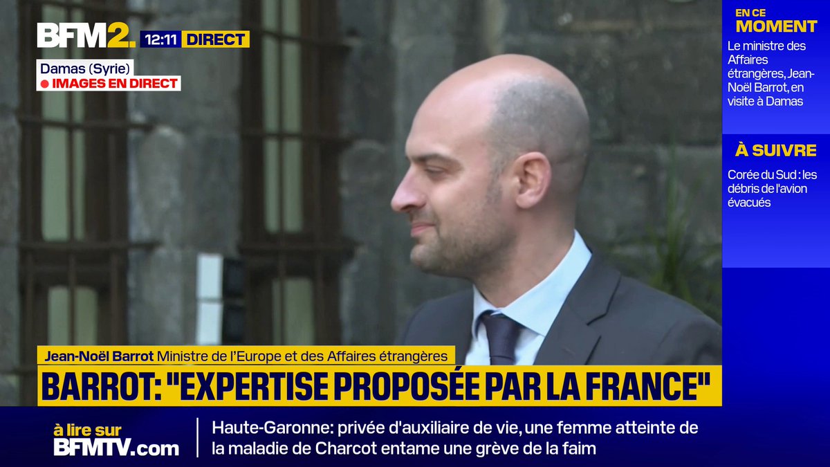 💬 "Nous proposerons aux autorités de transition que, dès aujourd'hui, l'expertise technique de la France puisse contribuer à la lutte contre l'impunité" Jean-Noël Barrot, ministre de l’Europe et des Affaires étrangères, évoque le soutien de la France envers les Syriens