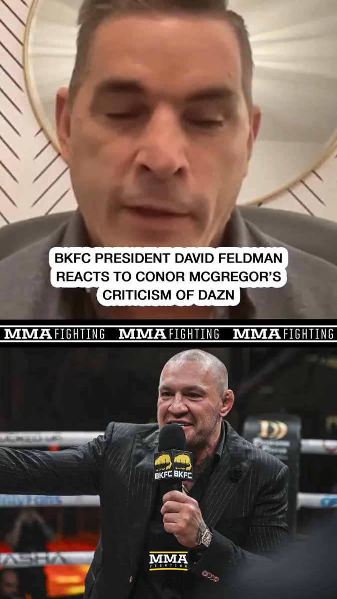 BKFC president David Feldman says the promotion is standing by Conor McGregor: "I don’t condone any bad things that may have happened but what I do support 100 percent is loyalty. … You’re with somebody through good and bad. Not just with them through the good."