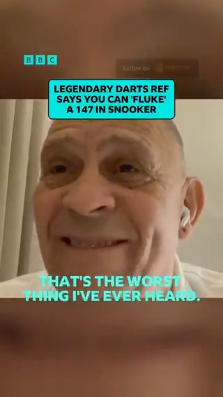 He didn’t just say that?! 🤯 Legendary darts referee Russ Bray thinks you can fluke a 147 in snooker but a nine-darter is not so easy 😬 #bbcdarts