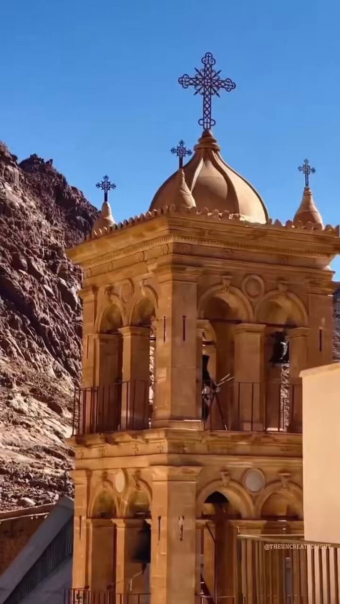 St. Catherine Greek Orthodox Monastery, on Mt. Sinai, Egypt. It was founded in the year 565 by Byzantine Emperor Justinian I, with the oldest record of monastic life in the Sinai area dating to 381 to 384. It is one of the oldest monasteries in the world, and THE oldest continually inhabited one. It was originally called the Monastery of the Holy Virgin, as the Burning Bush was a prefiguration of the Virgin birth of Jesus Christ. The Chapel of the Burning Bush was ordered to be built around the site of the Burning Bush by St. Helen, the mother of St. Constantine the Great. St. Catherine’s relics are also held here. It has never been destroyed, and has always remained in possession of the Greek speaking world. Both the Bible and Holy Tradition tell us that Elijah and Moses walked this mountain of Mt. Sinai, in 1 Kings 19 where Elijah heard the Lord. According to “the Ashtiname of Muhammad,” Muhammad himself granted a charter to the Orthodox Christian monks here at St. Catherine’s for protection and immunity against Islamic attacks. It is sealed with an alleged imprint of Muhammad’s hand. The document goes as far as to say any Muslim who attacks these Christians has renounced their faith in Islam and “is deserving of God’s Curse.”