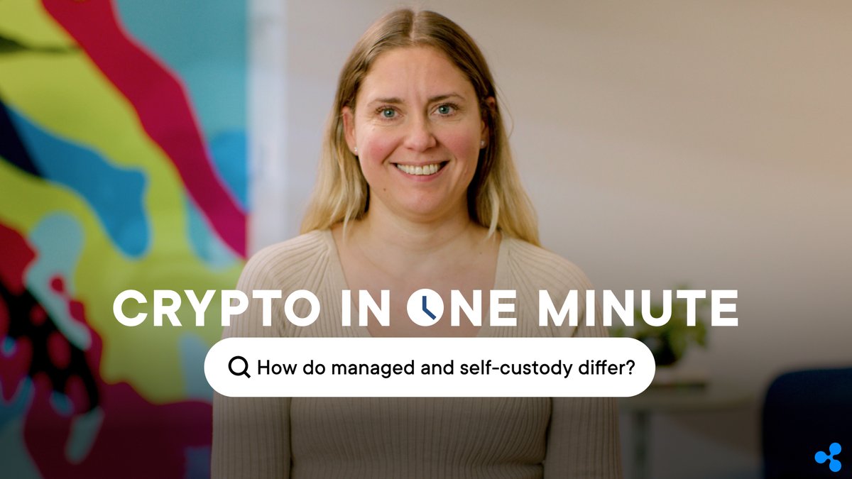 Managed vs. self-custody? Yana Novikova, Ripple’s Senior Director of Custody and Stablecoin Products, explains: 🔑 Managed Custody: Assets secured by a trusted third party. 🔐 Self-Custody: You hold full control—and full responsibility. See more Crypto in One Minute here: