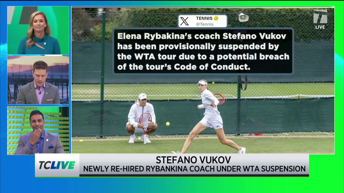 Stefano Vukov - Elena Rybakina's coach - has been provisionally suspended by the WTA due to a potential breach of the tour's code of conduct. #TCLive