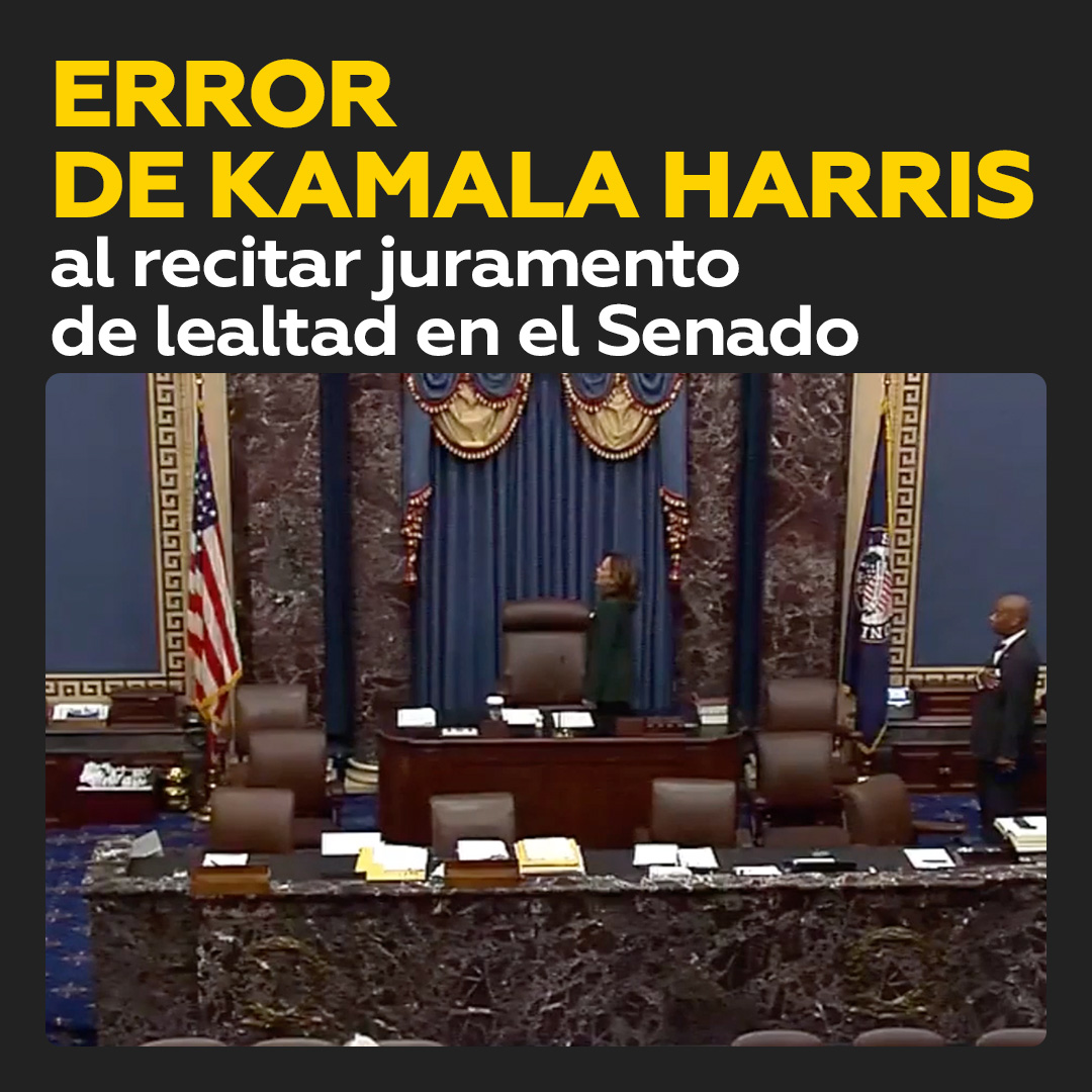 🫢 Kamala Harris comete error durante juramentación en el Senado Durante el primer día de sesiones del Senado, la vicepresidenta de EE.UU., Kamala Harris, cometió un error al recitar el juramento de lealtad.
