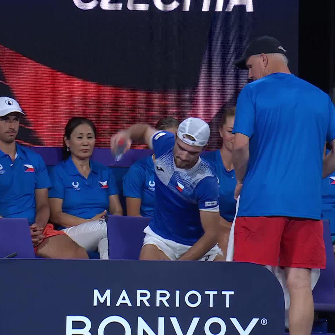 Emotions running high... Broken as he served for the match, Tomas Machac lets his frustrations show at the #UnitedCup