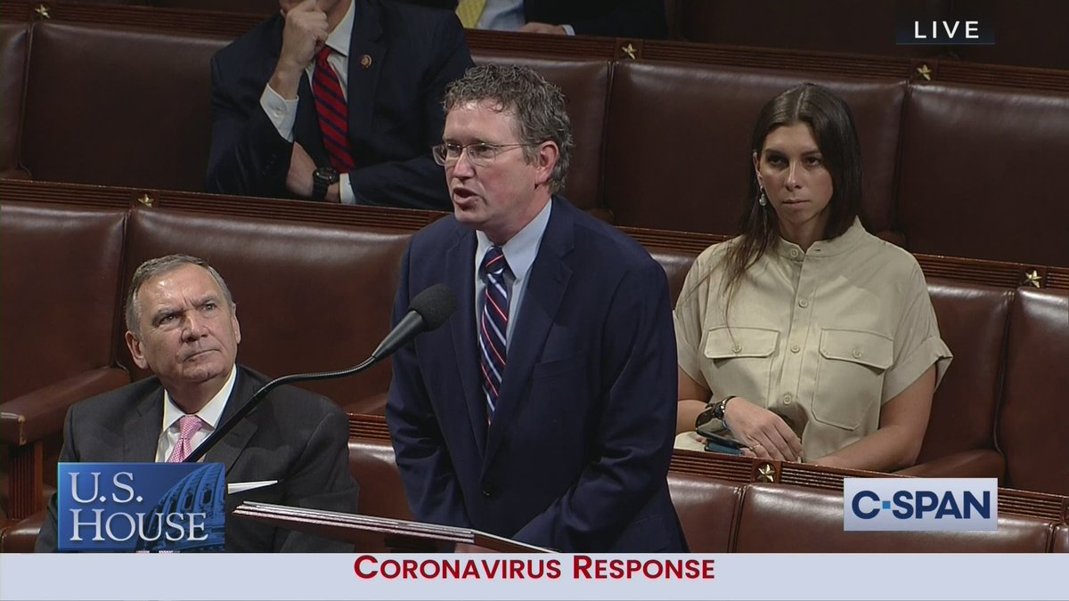 "I came here to make sure our republic doesn't die in an empty chamber by unanimous consent" -Thomas Massie 3/27/20 They tried to pass a $2 trillion dollar bill without a recorded vote. "Why can't he just be a team player tho!?" Because your team sucks.