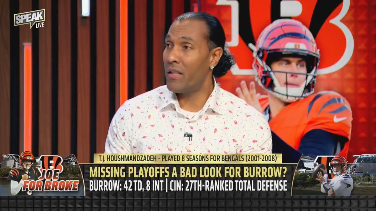 .T.J. Houshmandzadeh explains why missing the playoffs wouldn't be a bad look for Joe Burrow. "He can't play defense."