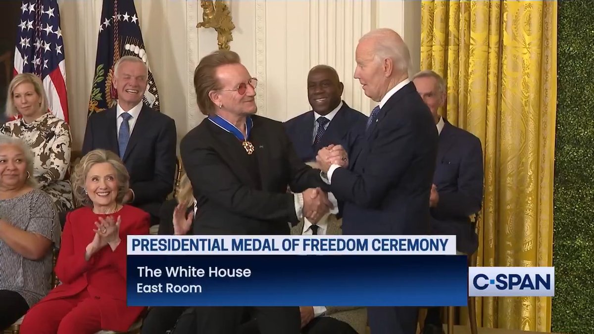 Bono (U2 (RED) ONE) receives the Presidential Medal of Freedom.