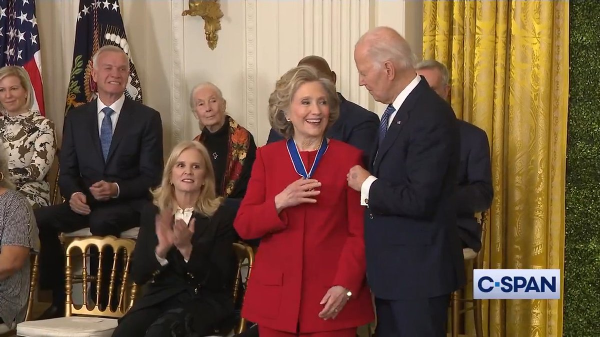 .Hillary Clinton receives the Presidential Medal of Freedom.