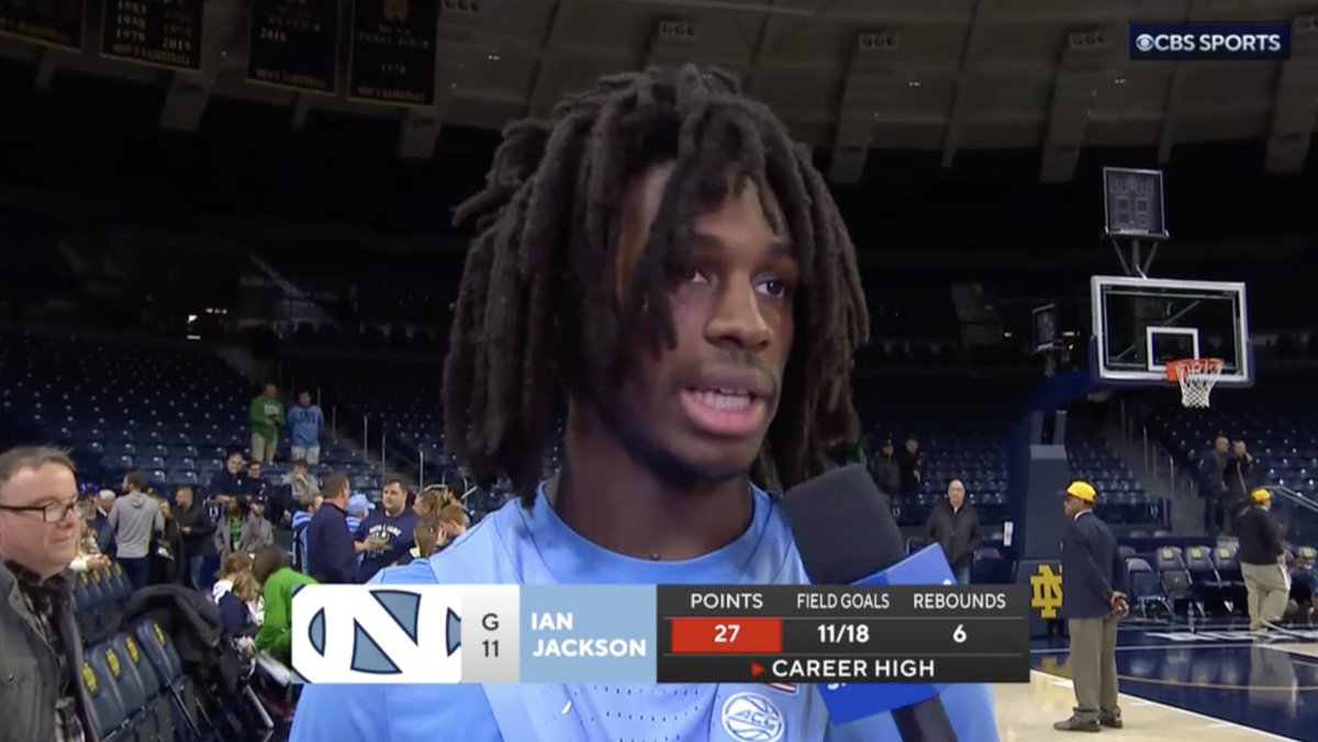 "I understand my game has a long way to go. I'm nowhere near close to how good I can be." Carolina Basketball 5-star freshman Ian Jackson spoke with Clark Kellogg after he dropped 27 points in a Tar Heels win vs. Notre Dame