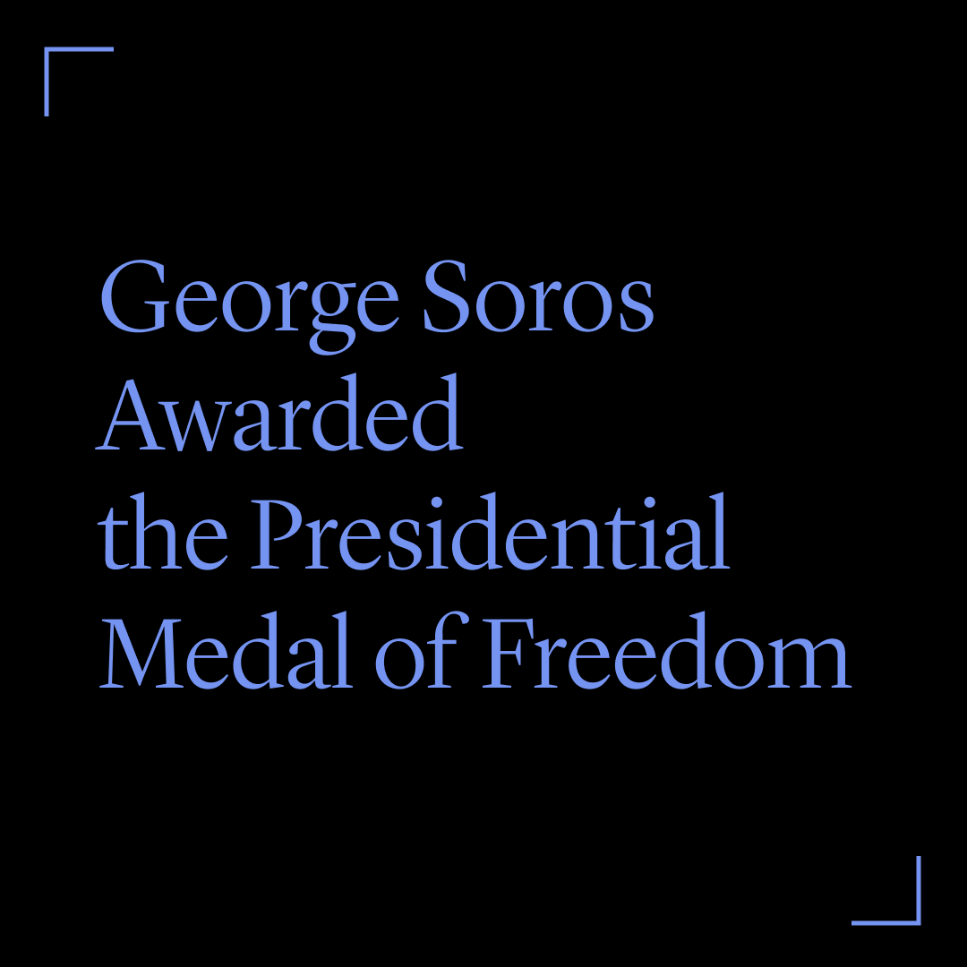 Today our founder George Soros was awarded the Presidential Medal of Freedom—the highest civilian honor in the United States—in recognition of his lifelong commitment to defending freedom of expression and advancing human rights and justice. The presidential remarks praised Soros: “His inspiring generosity reminds us all of our capacity and our obligation to stand up to the abuse of power and to be guardians of democracy and all people yearning to be free.” The award was presented by President Biden at a ceremony in the White House, with Open Society Chair Alex Soros accepting the honor on his father’s behalf. Soros’s journey to America was shaped by his early experiences surviving the Holocaust and living under Communist rule in Hungary. His philanthropic work began more than 40 years ago with scholarships for Black South African students during apartheid. Over the years, the Open Society Foundations has expanded its reach to more than 100 countries, supporting civil society groups and projects that strengthen freedom worldwide. Learn more: #OpenSociety #GeorgeSoros #PresidentialMedalOfFreedom