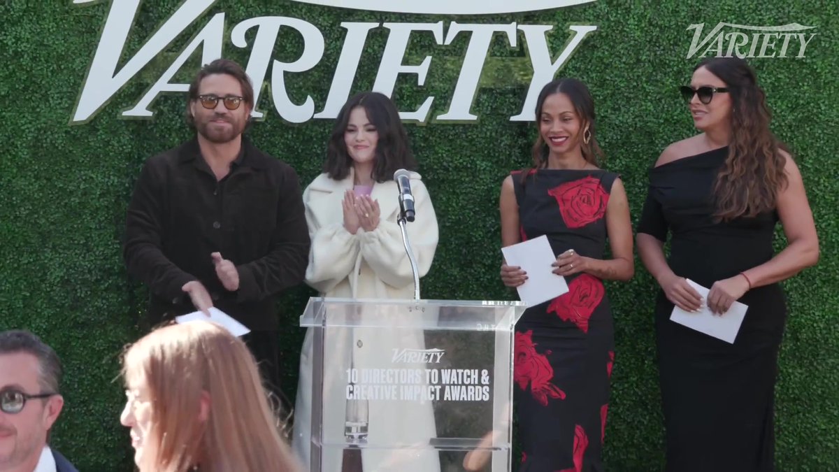 Karla Sofía Gascón, Zoe Saldaña, Selena Gomez and Édgar Ramírez honor ‘EMILIA PEREZ’ director Jacques Audiard at Variety’s 10 Directors to Watch and Creative Impact Awards