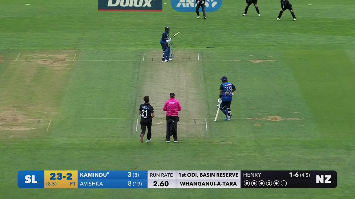 Mitchell Santner! 🔥 The skipper sharp in the field to run-out the dangerous Kamindu Mendis. Sri Lanka three down inside 10 overs LIVE and free in NZ on TVNZ DUKE and TVNZ+ #NZvSL #CricketNation
