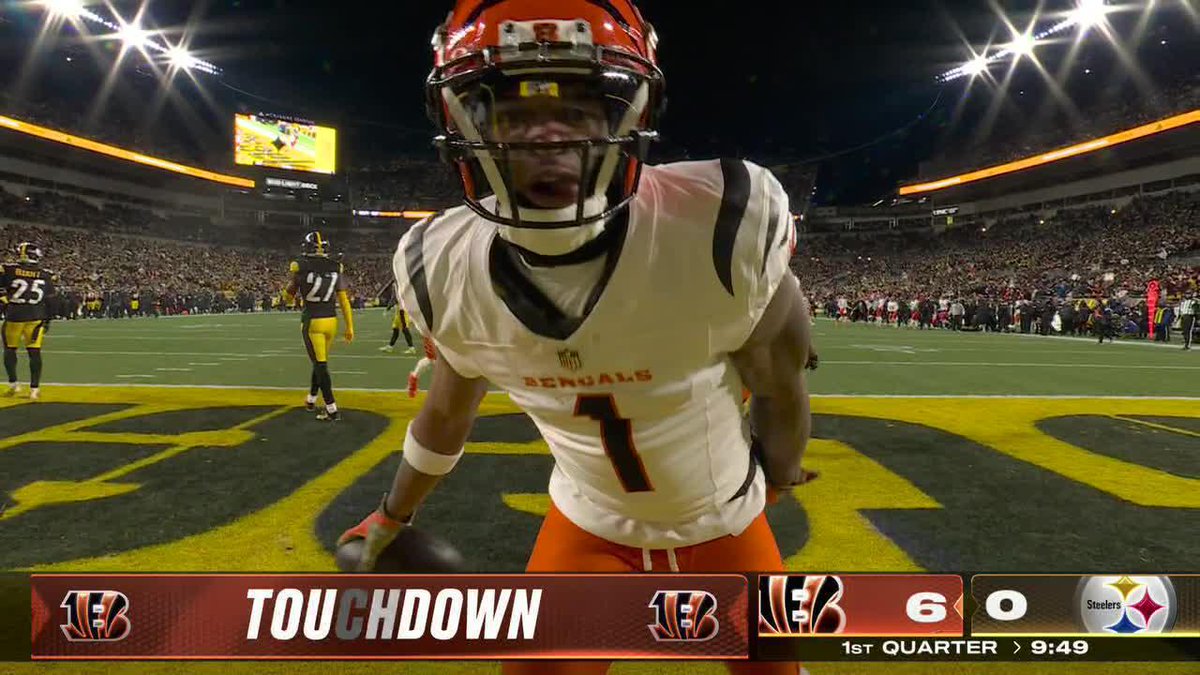 Just. Like. That. Burrow and Ja'Marr start off the scoring in Pittsburgh 🐅 #CINvsPITT | ESPN, ABC, ESPN+