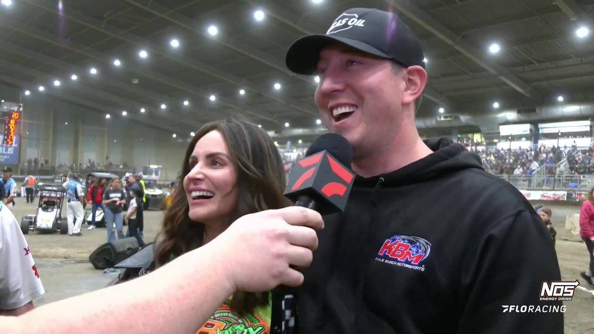 Proud parents Kyle Busch & Samantha Busch after Brexton Busch's Driller victory at the #TulsaShootout presented by NOS Energy Drink