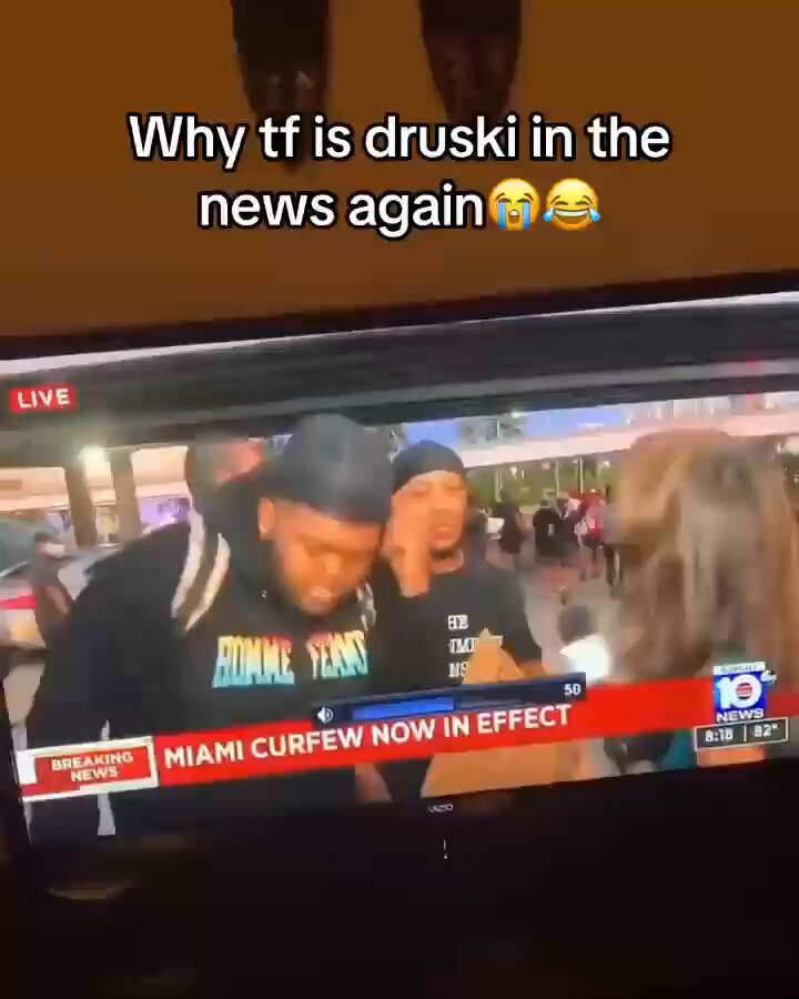 Druski was seen on the news with BenDaDonnn protesting the new Miami Curfew 😭😭