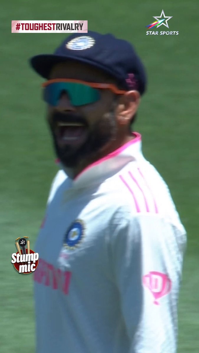 Virat Kohli on the stumps mic.