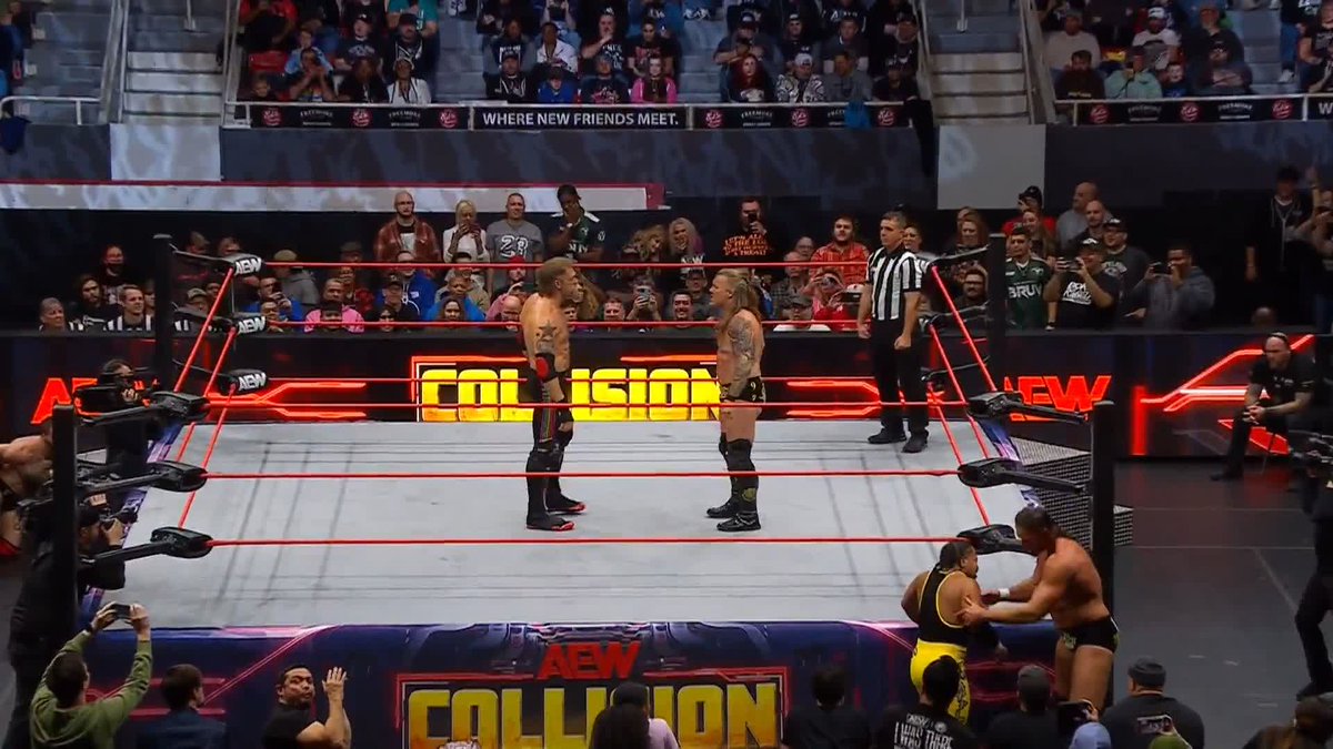 Hey Siri show me Negative Aura Here is a video of Cope and Chris Jericho #aewcollision