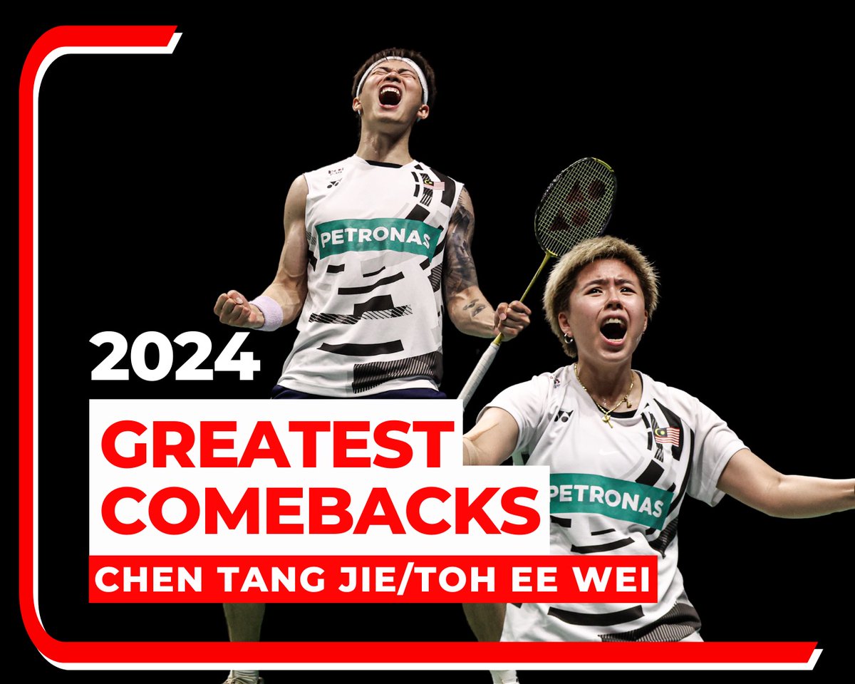 𝗚𝗿𝗲𝗮𝘁𝗲𝘀𝘁 𝗰𝗼𝗺𝗲𝗯𝗮𝗰𝗸𝘀 𝗼𝗳 𝟮𝟬𝟮𝟰 Reliving 🇲🇾 Chen Tang Jie/Toh Ee Wei’s incredible performance at #ChinaMasters2024. ✨ Watch more 👉
