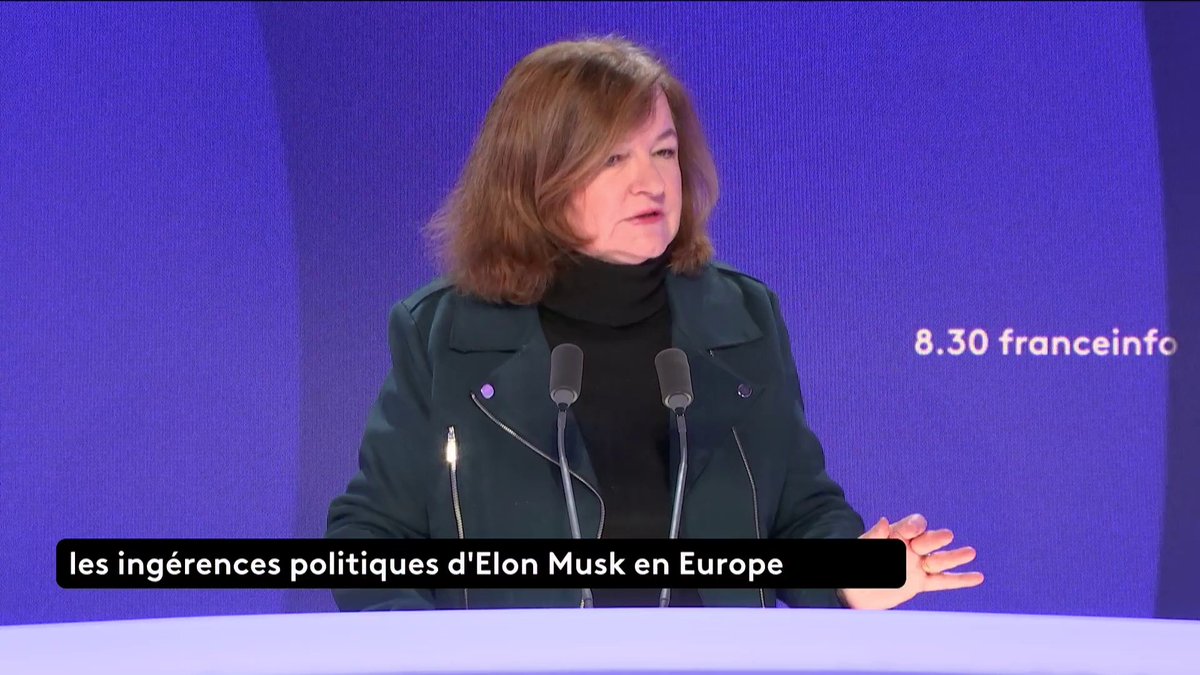 Nathalie Loiseau dénonce "les ingérences" et "la manipulation" d'Elon Musk dans les pays européens, par l'intermédiaire de son réseau social X #8h30franceinfo