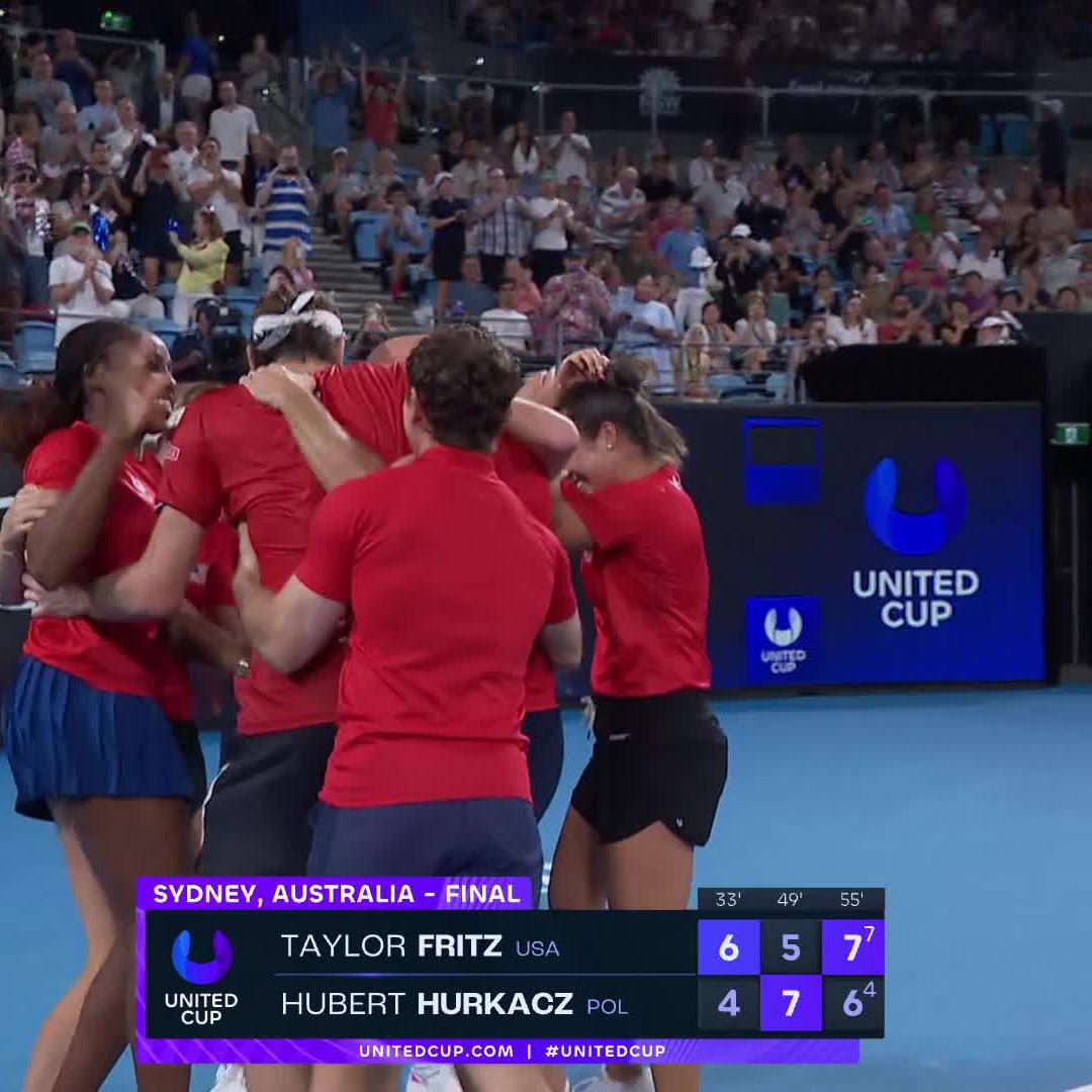 Stars &amp; Stripes TWICE 🇺🇸 The moment Taylor Fritz clinched a second #UnitedCup title for Team USA!