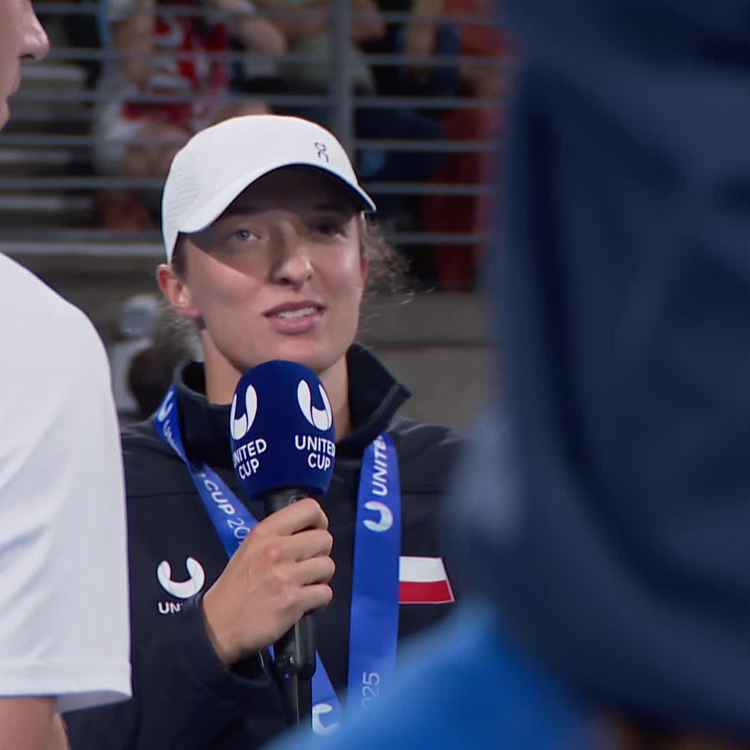 "Even though this event is exhausting, this is what makes it so special, having the support of you guys." Iga Świątek thanks her mates for an inspired run to the final at #UnitedCup