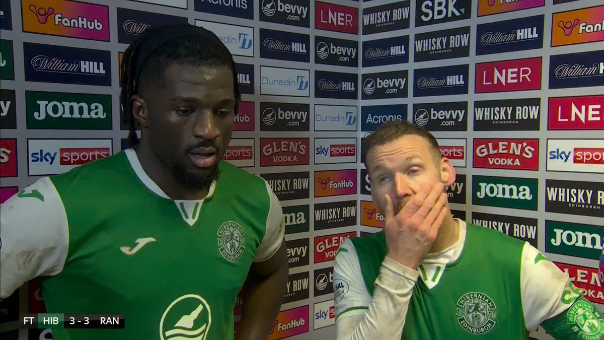 🗣️ “A few months ago we would’ve crumbled after that” 🗣️ “We don’t give up, it’s not over until it’s over” Goalscorers Martin Boyle & Rocky Bushiri on Hibs’ 3-3 draw with Rangers ⬇️