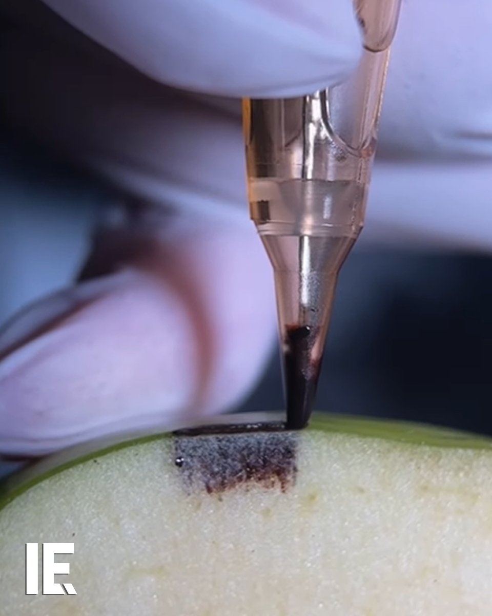 See the difference in tattooing techniques with this apple. 🎥: Instagram/aidana_ybraeva