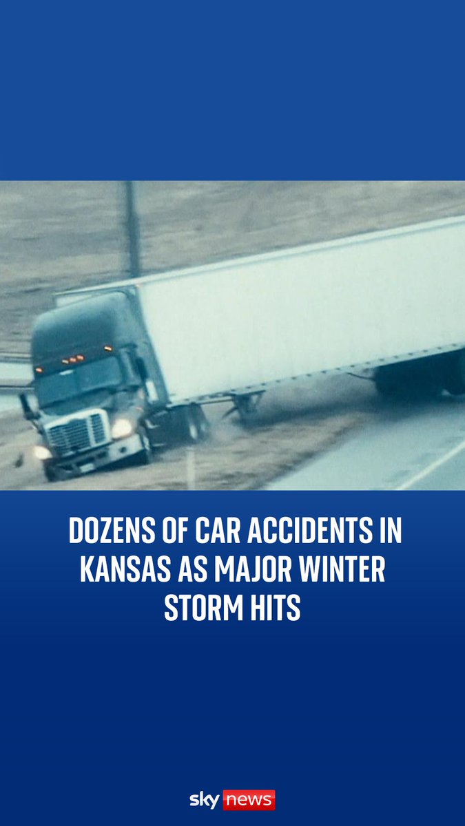 US storm could be 'worst in a decade'.❄️ Authorities in Kansas reported almost 50 car accidents in one day due to icy conditions on the roads.